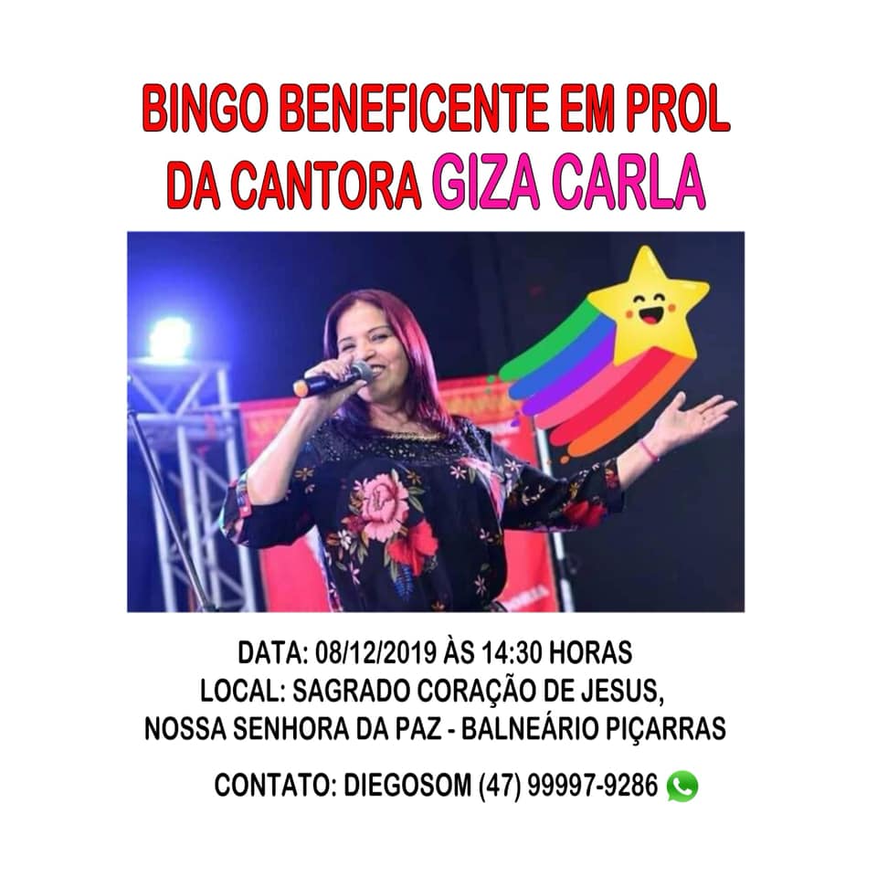 Cantora Giza Carla promove jantar beneficente em prol de seu tratamento médico