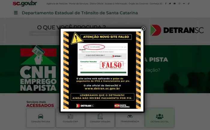 Estudante de Barra Velha cai no golpe do IPVA