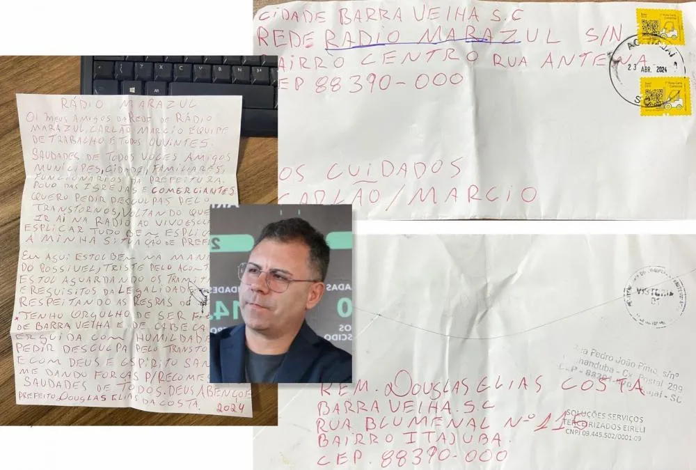 Prefeito de Barra Velha, Douglas da Costa, envia carta à Rádio Marazul e pede espaço para “se explicar” para a população
