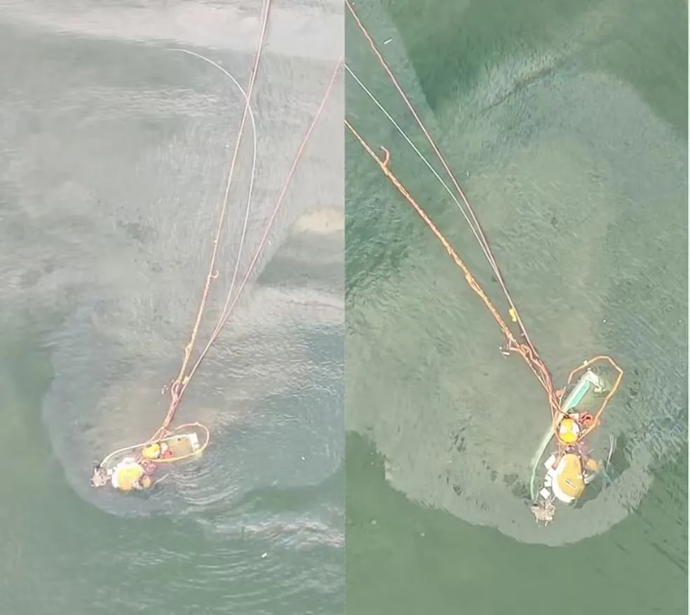 Naufrágio da traineira Primavera XVI causa poluição hídrica na barra de Laguna