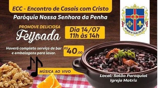 ECC de Penha promove feijoada no Salão Paroquial da Igreja Matriz no próximo domingo