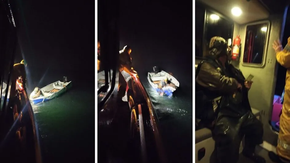 Homem é resgatado após ficar 9 horas à deriva no mar em lancha de 3 metros na chuva e frio em Florianópolis