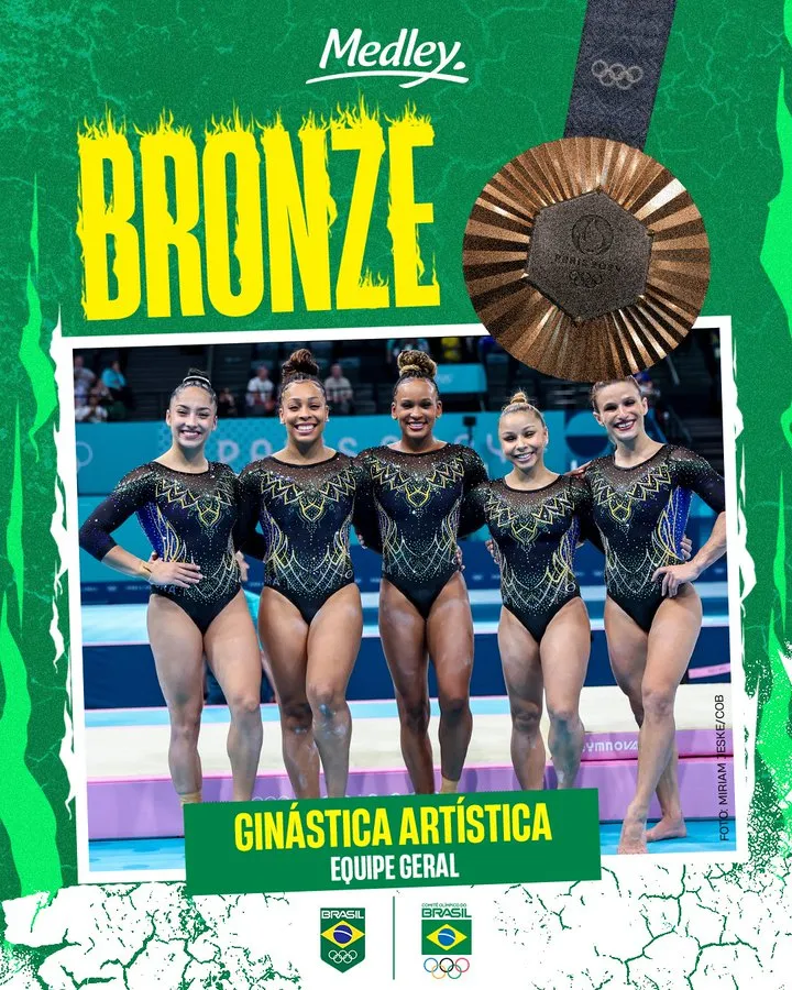 Brasil é bronze por equipes na ginástica artística feminina