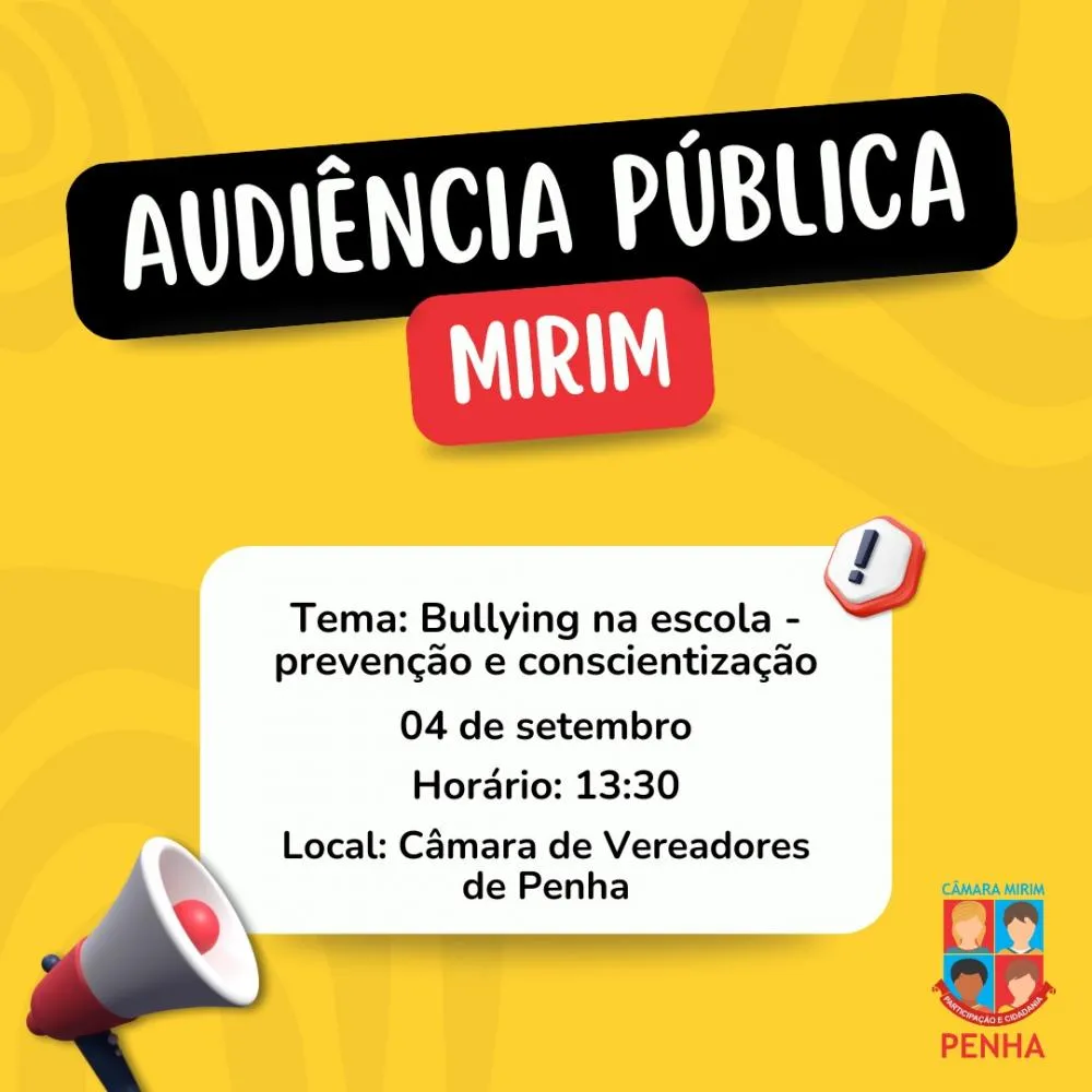 Câmara Mirim de Penha promove audiência pública sobre bullying na escola