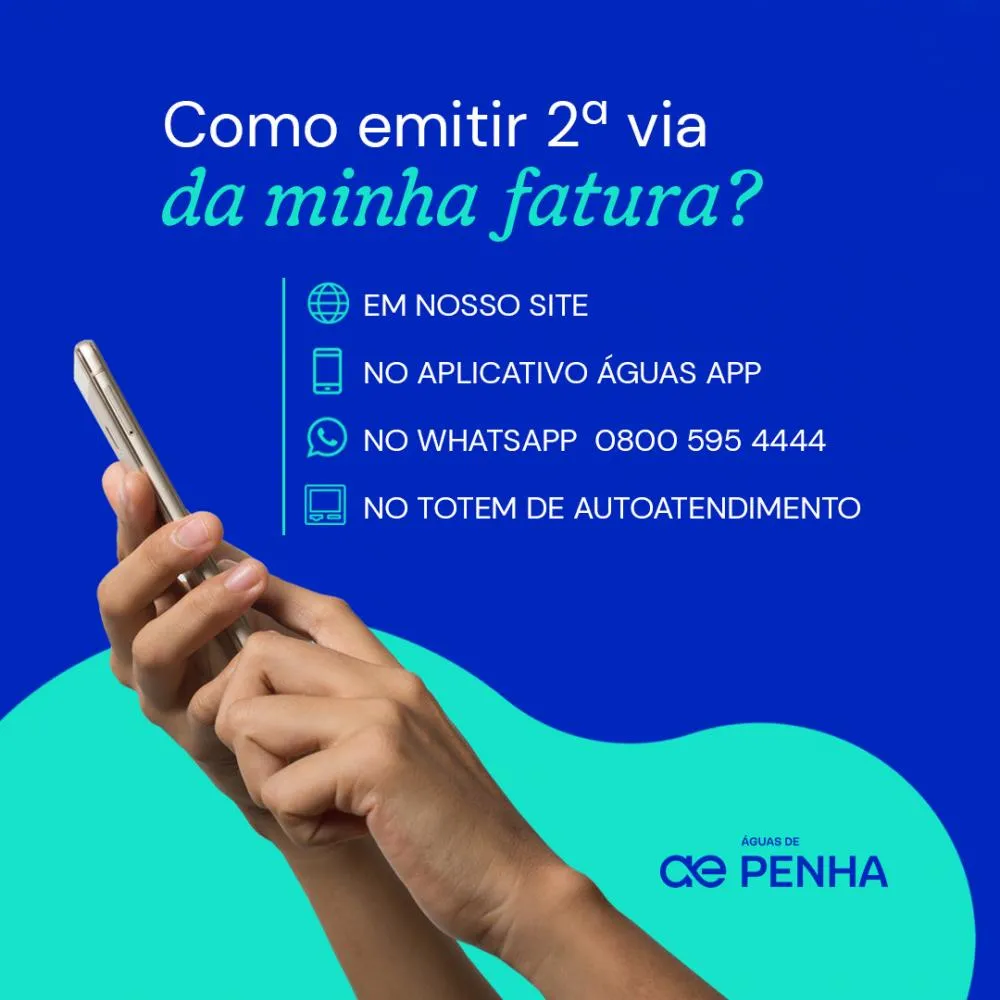 Águas de Penha oferece diversas formas para retirada de 2ª via de fatura