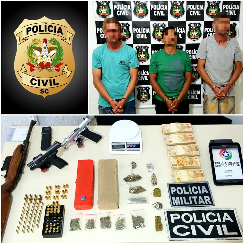 Barra Velha: Trio é preso no bairro Itajuba por tráfico de drogas