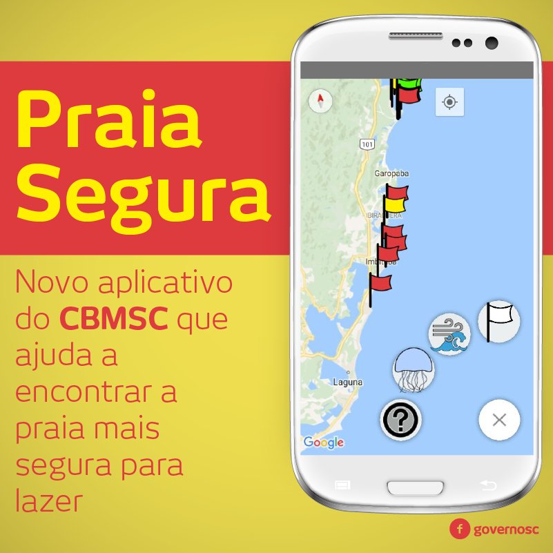 Aplicativo para celular do Corpo de Bombeiros informa qualidade da água das praias catarinenses