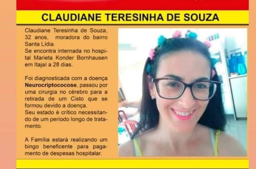 Penha: Amigos e familiares promovem Bingo Beneficente em prol do tratamento médico da jovem Claudiane Terezinha de Souza