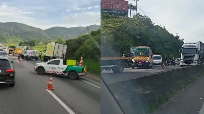 Três acidentes nesta segunda-feira deixam o trânsito lento na BR-101 e na 470
