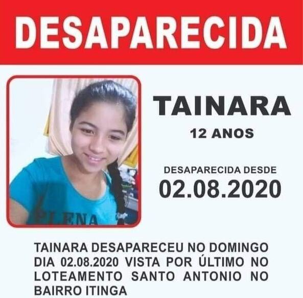 Araquari: Continuam as buscas pela menina Tainara Lopes Pinheiro de 12 anos que está desaparecida desde o dia 2