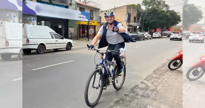 Prefeito de cidade gaúcha viaja de bicicleta até Joinville para agradecer apoio durante as enchentes no RS