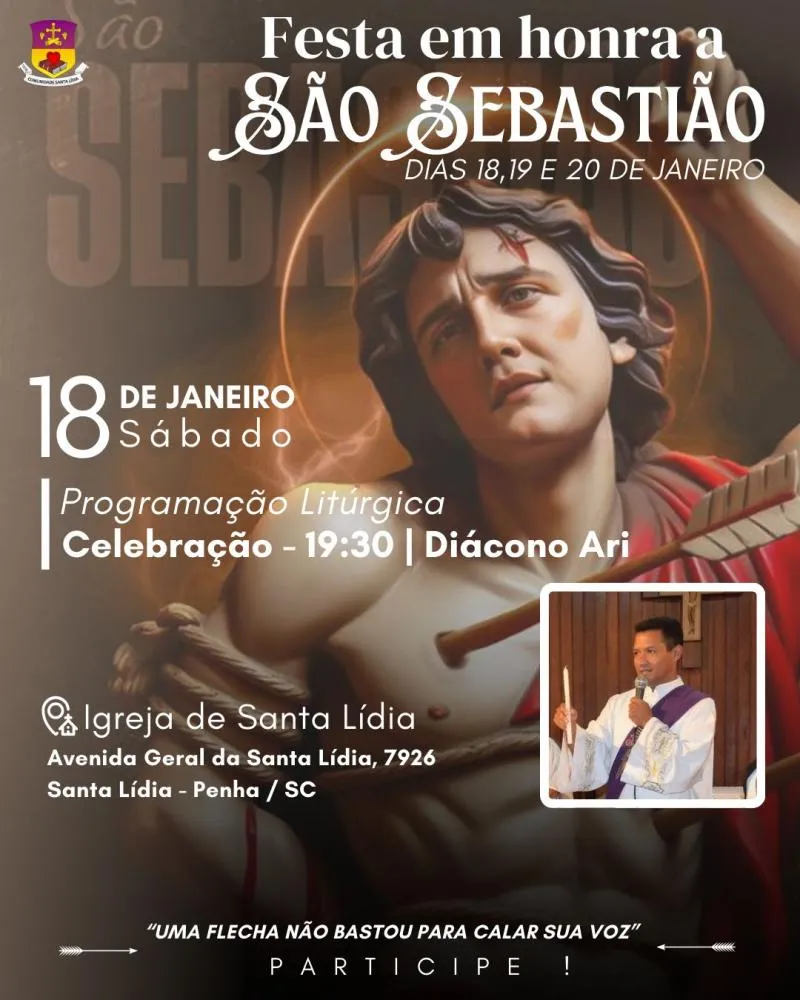 Penha – Confira a programação da festa de São Sebastião na comunidade de Santa Lídia