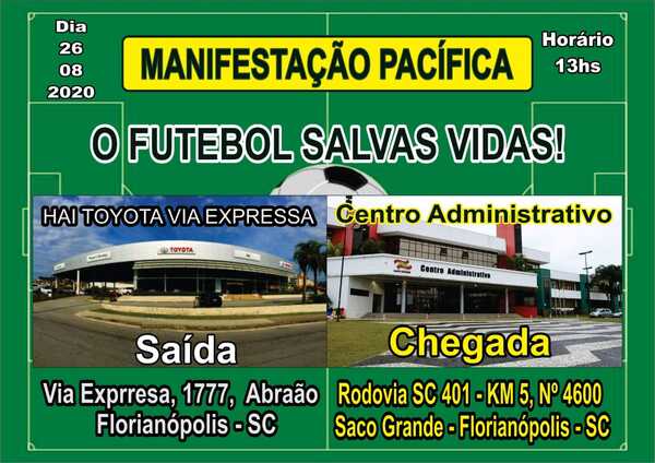Empresários de complexos esportivos de futebol Society fazem manifestação amanhã em Florianópolis pela liberação da prática esportiva recreativa para amadores