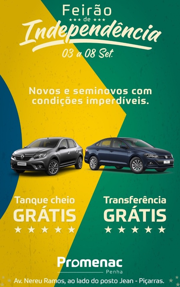Ainda dá tempo: Promenac Veículos promove Feirão da Independência de veículos novos e usados