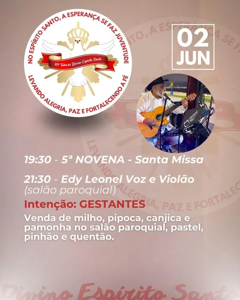 Segue hoje o novenário da 189ª Festa do Divino Espírito Santo de Penha
