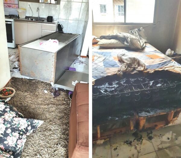 Homem agride ex-namorada, arromba apartamento e bota fogo na cama