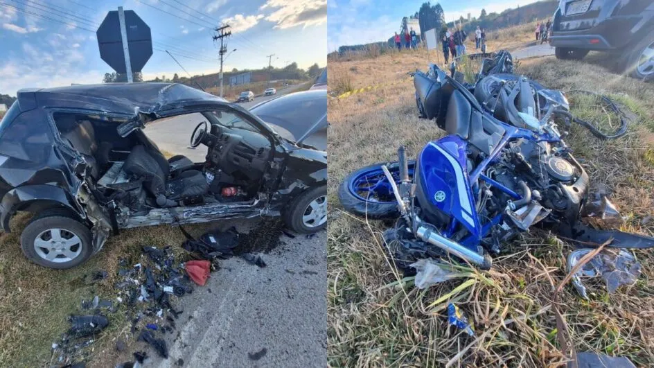 Acidente entre carro e moto deixa duas vítimas fatais em São Bento do Sul