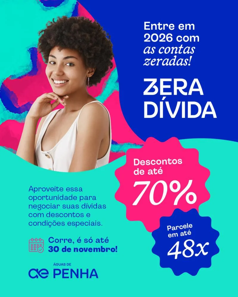 Águas de Penha lança campanha “Zera Dívida” com descontos de até 70% e parcelamento em até 48 vezes