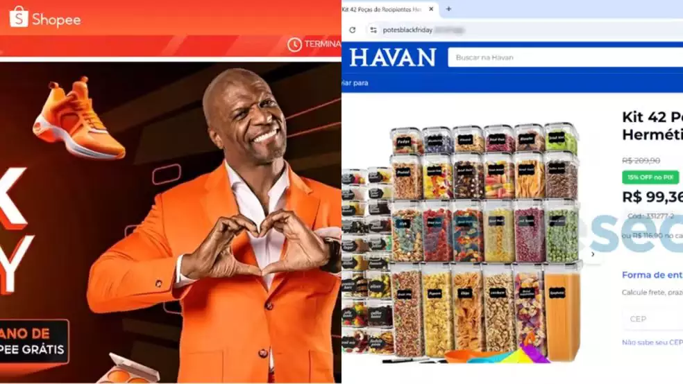 Lojas falsas da Shopee e Havan revelam malícia de golpistas às vésperas da Black Friday