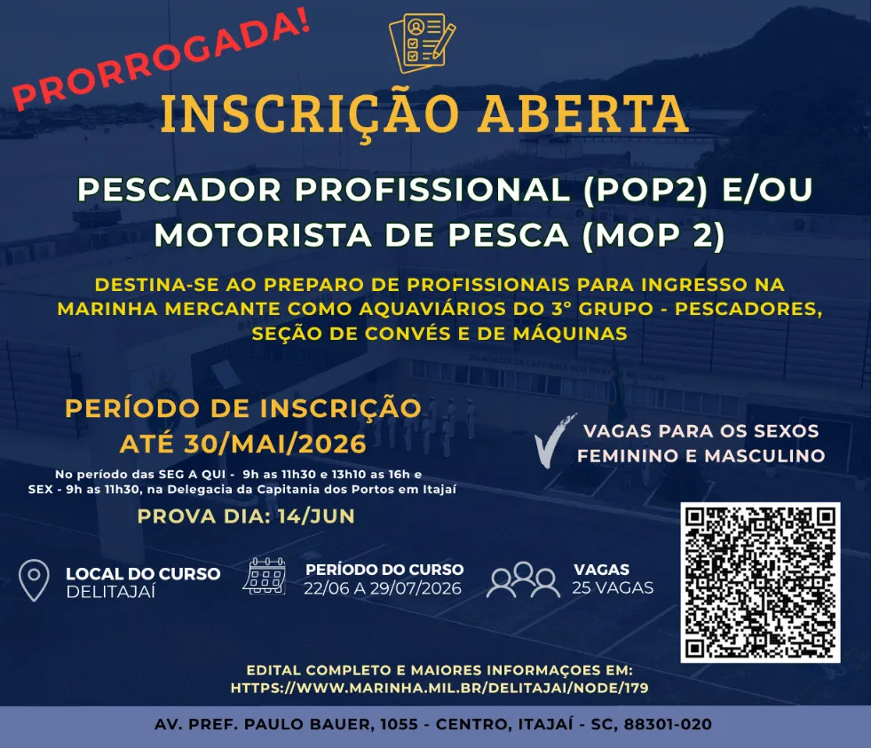 Capitania dos Portos oferece cursos profissionalizantes voltados à Marinha Mercante