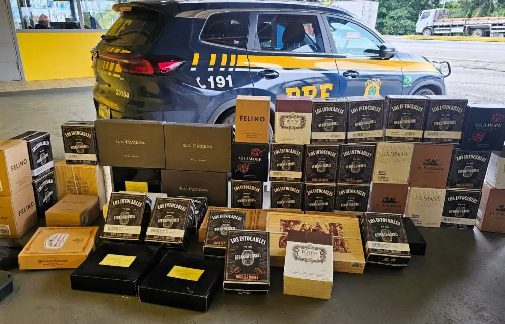 Fiscalização na BR-101 em Joinville apreende quase 300 garrafas de vinho argentino importados irregularmente 