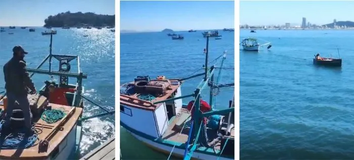 Pescador à deriva é resgatado por colega na costa da praia d Quilombo em Penha