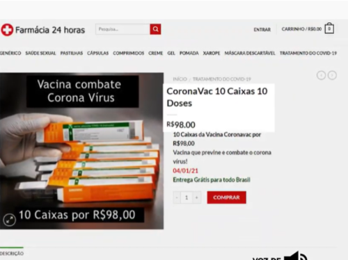 Olha o Golpe: Procon emite alerta de falso anúncio de venda da vacina contra Covid-19