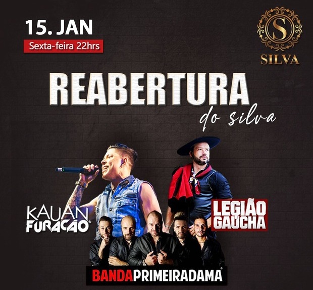 Vai Bombar: Bailão do Silva reabre nesta sexta-feira com Kauan Furacão, Legião Gaúcha e Banda Primeira Dama