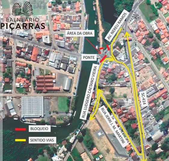 Atenção: Trânsito na divisa de Penha com Balneário Piçarras sofre mudança a partir de amanhã em função de obras da Casan e da rampa de acesso da nova ponte