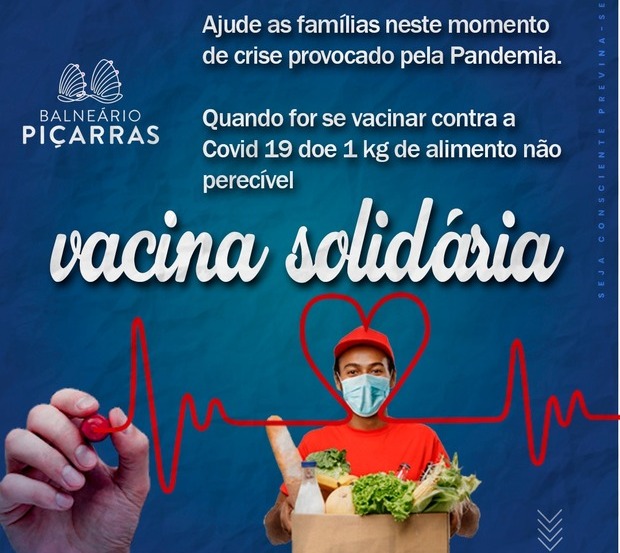 Prefeitura de Balneário Piçarras lança Campanha Vacina Solidária