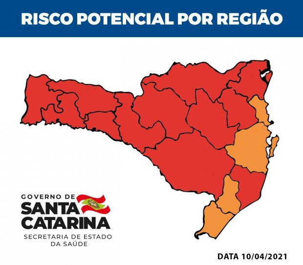 Boletim Coronavírus: Matriz de Risco em SC aponta quatro regiões em estado grave e 12 em nível gravíssimo
