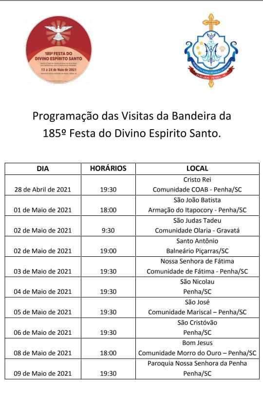 Fé e Tradição: Confira a agenda de visitas da Bandeira do Divino Espírito Santo nas comunidades de Penha e Balneário Piçarras