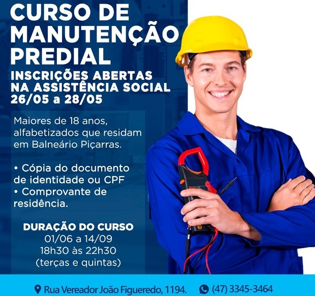 Balneário Piçarras: Secretaria de Assistência Social abre inscrições para oficinas de manutenção predial