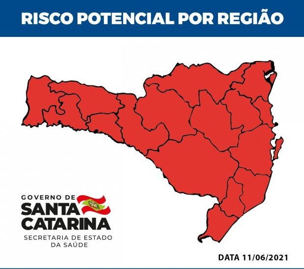 Boletim Coronavírus: Matriz de Risco aponta todas as 16 regiões de Santa Catarina em situação gravíssima
