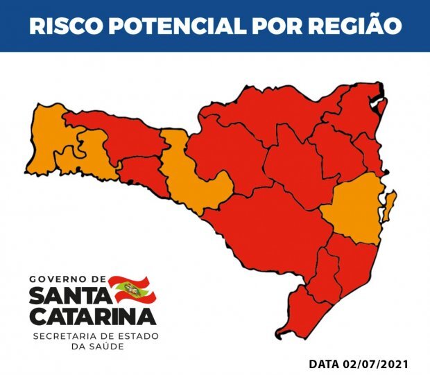 Boletim Coronavírus: Matriz de Risco em SC aponta quatro regiões em nível grave e 12 em gravíssimo