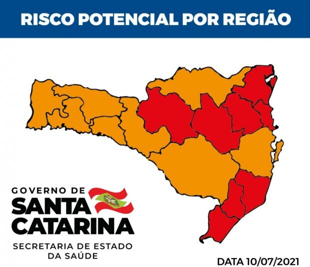 Boletim Coronavirus: Matriz de risco de SC aponta oito regiões em estado grave e oito em gravíssimo