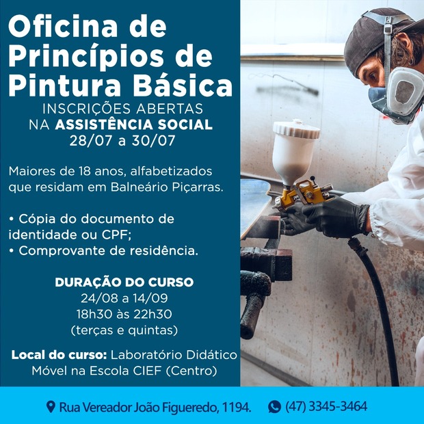 Balneário Piçarras: Abertas vagas para Oficina de Princípios de Pintura Básica
