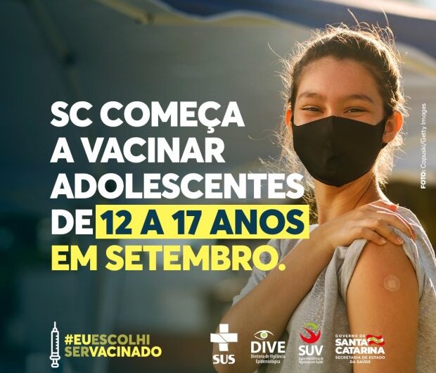 Boletim Coronavírus: Adolescentes serão vacinados contra a Covid-19 a partir do dia 1º de setembro em SC