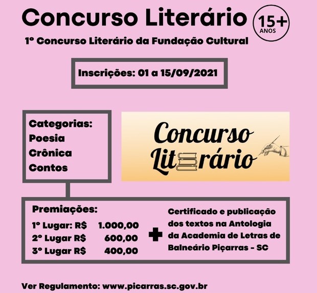 Balneário Piçarras: Fundação Municipal de Cultura de promove Concurso Literário