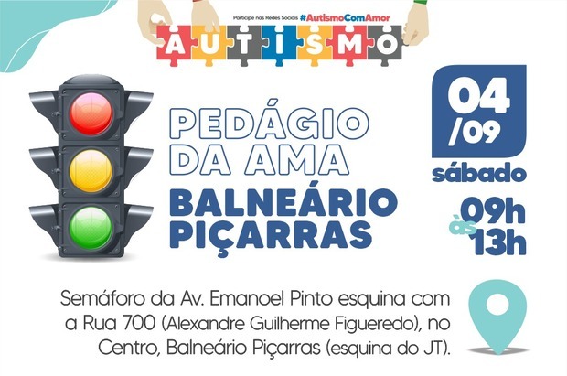 Balneário Piçarras: AMA de Balneário faz pedágio amanhã em prol da conscientização sobre autismo