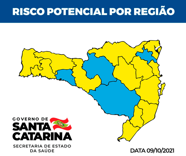 Boletim Coronavírus: Matriz de Risco para Covid-19 em SC aponta treze regiões no nível alto e quatro no nível moderado