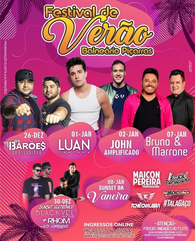 Eventos: Programação do Festival de Verão é oficialmente lançada em Balneário Piçarras