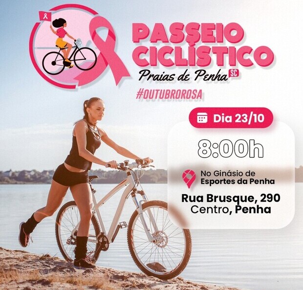 No pedal: FME promove Passeio Ciclístico pelas praias de Penha neste sábado em alusão ao Outubro Rosa
