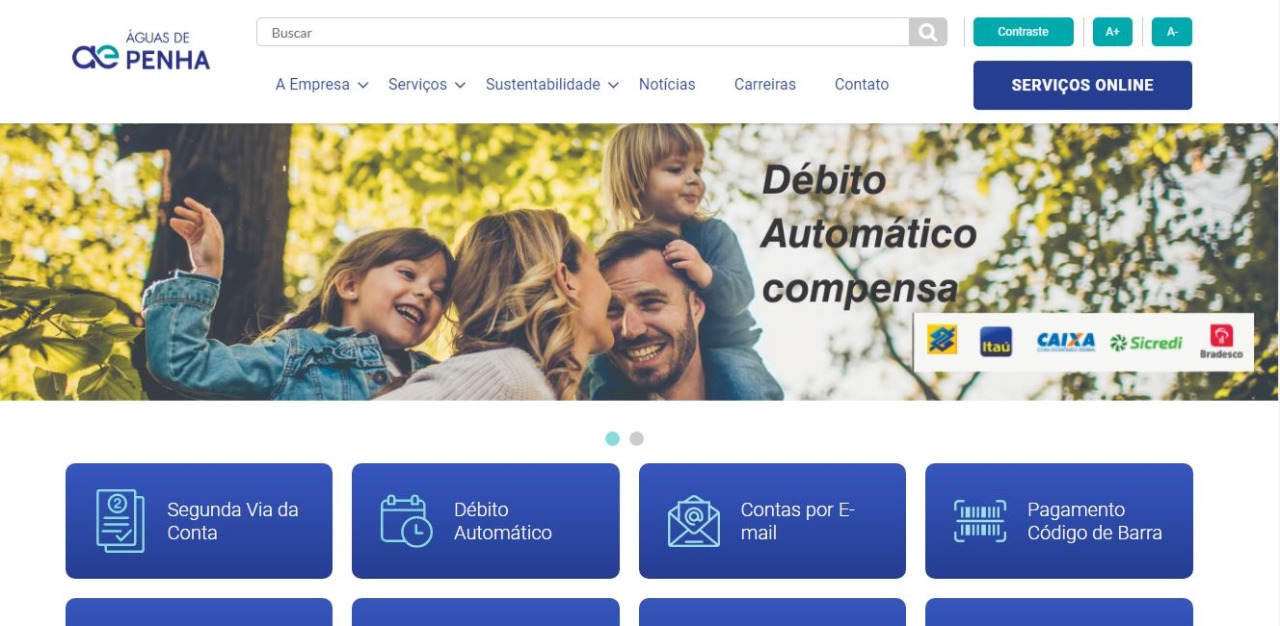 Site da Águas de Penha traz informações e serviços importantes sobre a concessionária