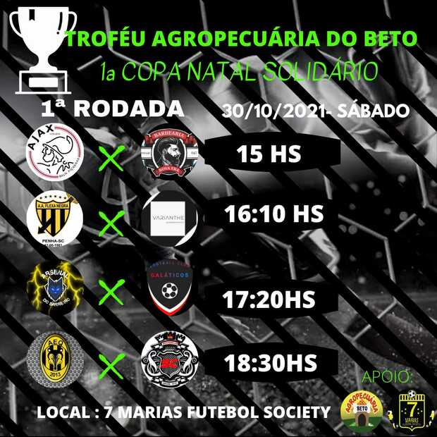 Penha: Começa amanhã no Society 7 Marias a 1ª Copa Natal Solidário de futebol 7