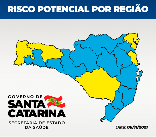 Boletim Coronavírus: Matriz de Risco aponta 12 regiões no nível moderado em SC