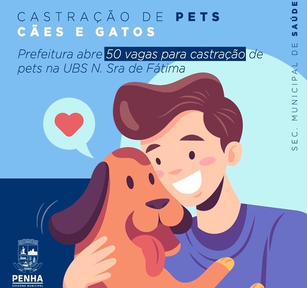 De graça: Penha libera 50 castrações para cães e gatos do bairro Nossa Senhora de Fátima