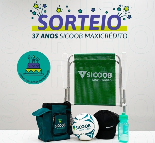 Sorteio de Brindes: Sicoob MaxiCrédito completa 37 anos e para comemorar vai sortear super kit de aniversário