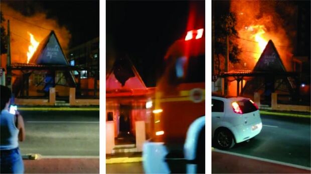 Barra Velha: Incêndio destrói chalé do Barra Rock na praia Central