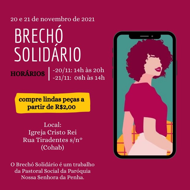 Penha: Pastoral Social da Paróquia Nossa Senhora da Penha promove neste final de semana “Brechó Solidário” na Igreja de Cristo Rei, na Cohab